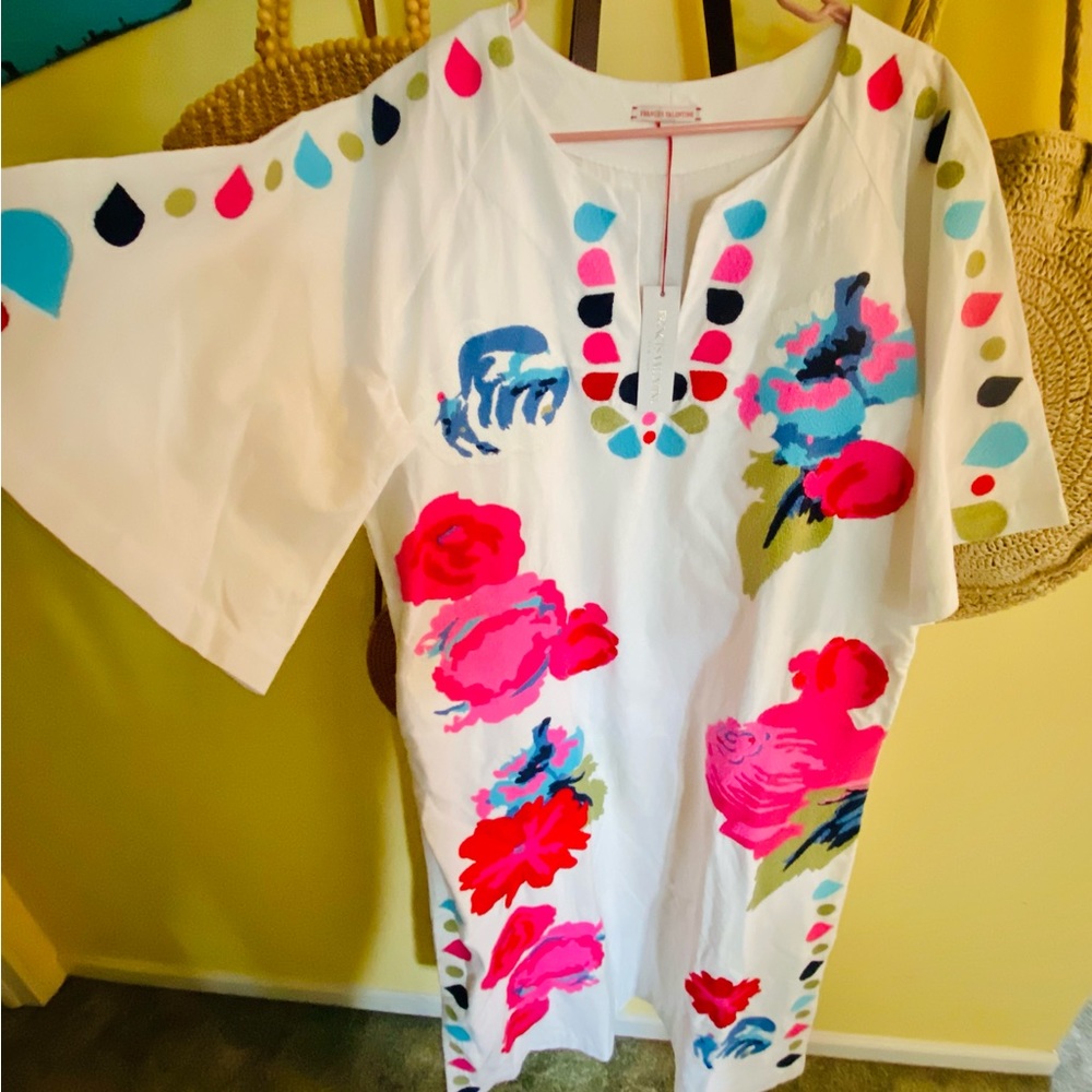 Frances Valentine NWT Caftan - Peony Garden White XL
